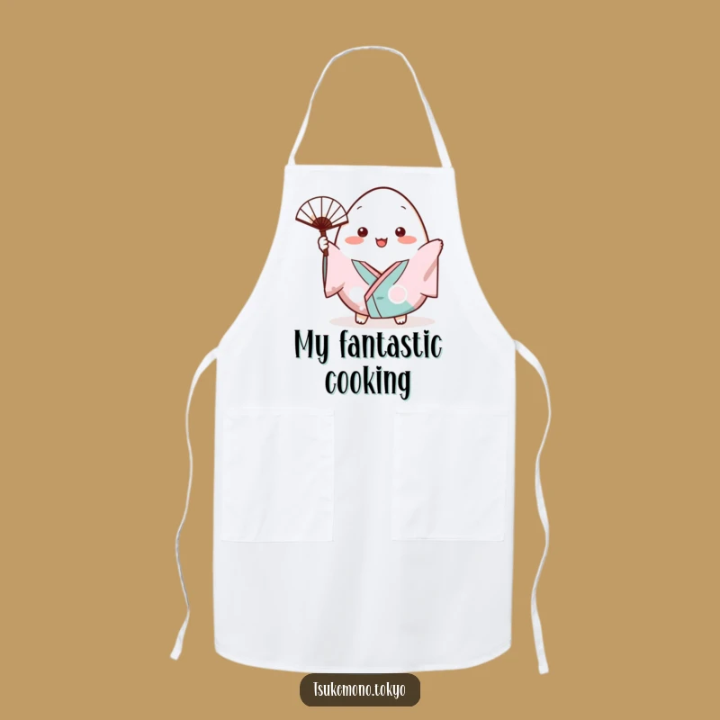 Funny Onigiri Kimono Fan Apron: Kitchen Cheer & Playful Style Gift