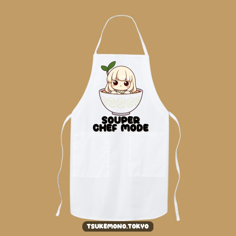 Funny Udon Noodle Peek Apron: Playful Kimono Chef for Hilarious Cooking