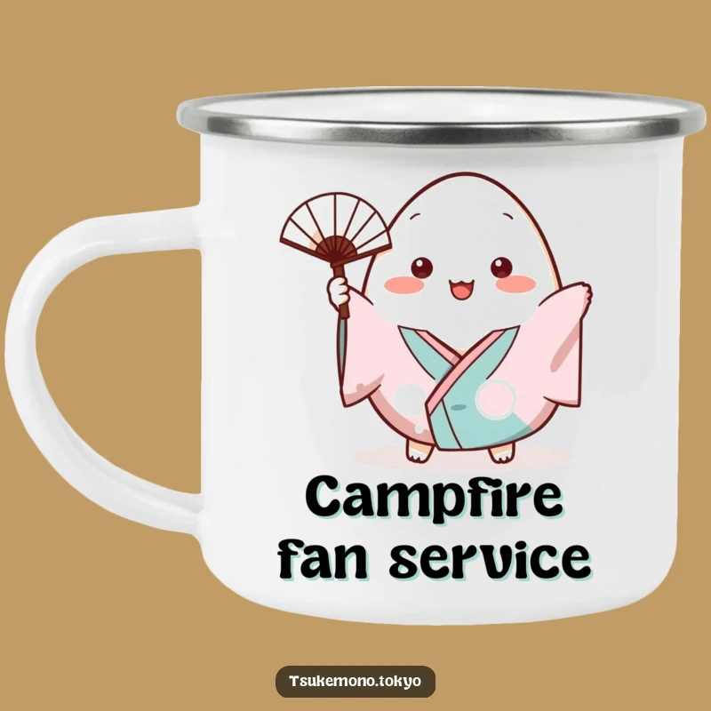 Funny Onigiri Kimono Fan Camping Mug: Cheerful & Traditional Adventure Gift