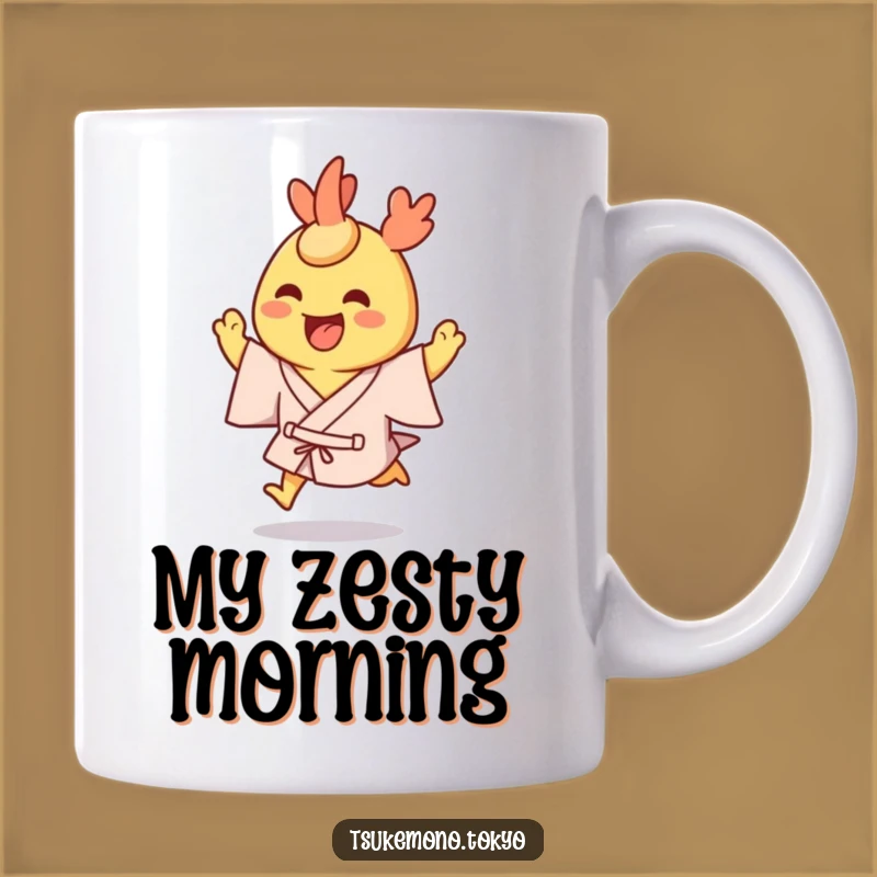 Funny Tempura Shrimp Yukata Mug: Excited & Grinning Festival Gift
