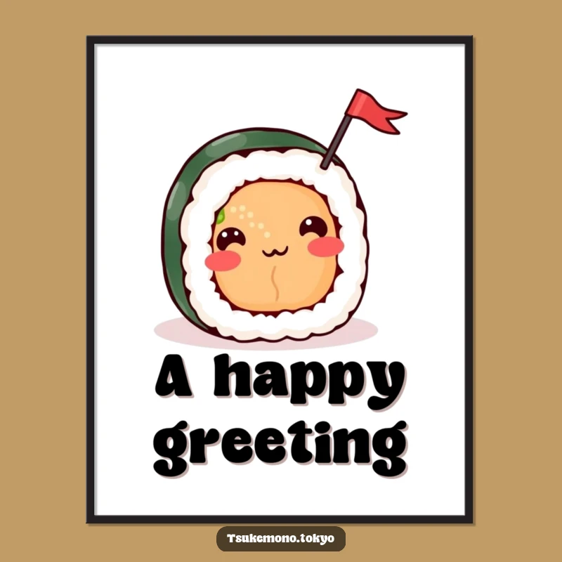 Funny Sushi Roll Flag Digital Print - Instant Cheerful Wall Art