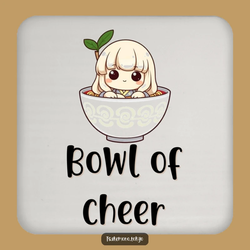 Funny Udon Noodle Peek Coaster: Playful Kimono Art for Hilarious Drink Protection