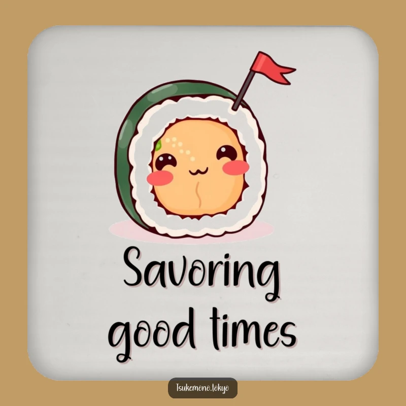 Funny Sushi Roll Flag Coaster - Protect Surfaces with Festive Fun