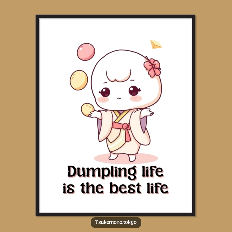 Free Printable Wall Art: Funny Mochi Dumpling Juggler Pastel Cute Cartoon Art