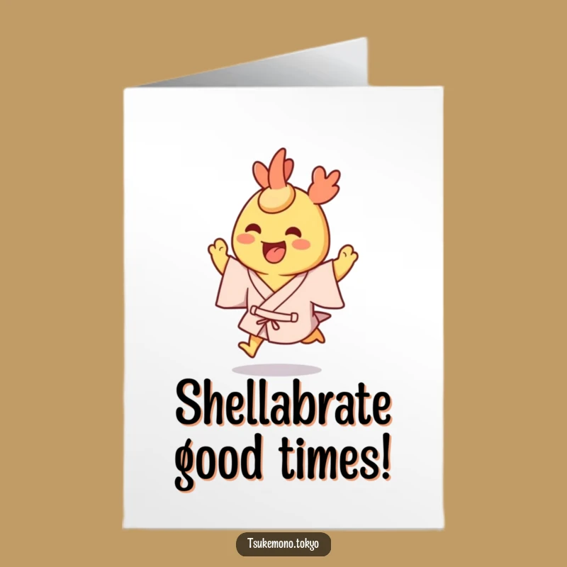 Free Printable Birthday Card: Tempura Shrimp Yukata Hops Funny Downloadable Gift