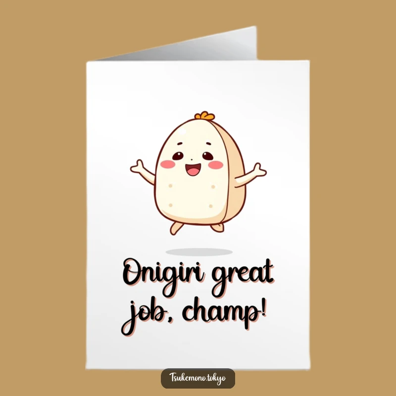 Free Printable Congrats Card: Onigiri Jump - Uplifting Downloadable for Celebrating Success