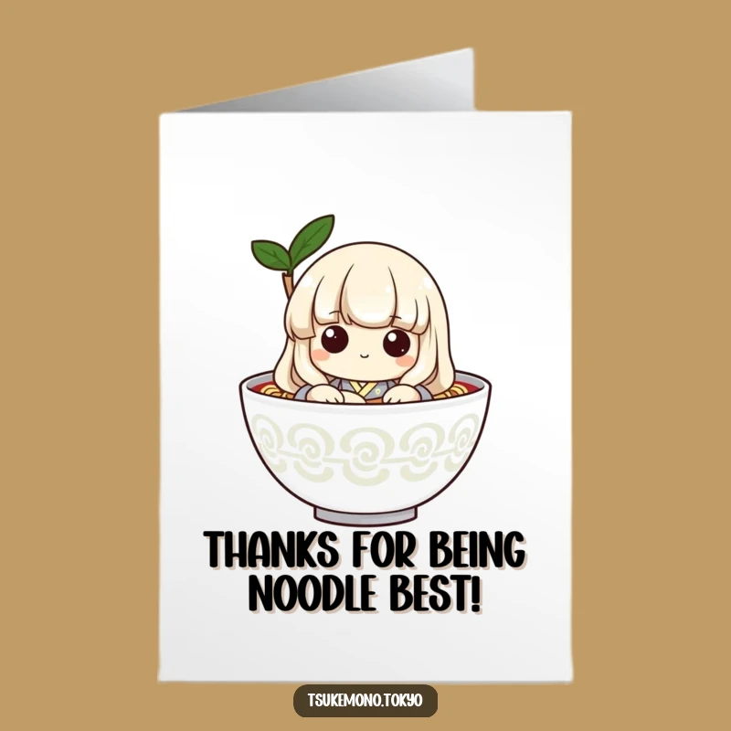 Free Printable Thank You Card: Udon Noodle Gratitude Peek-a-Boo for a Kind Gesture
