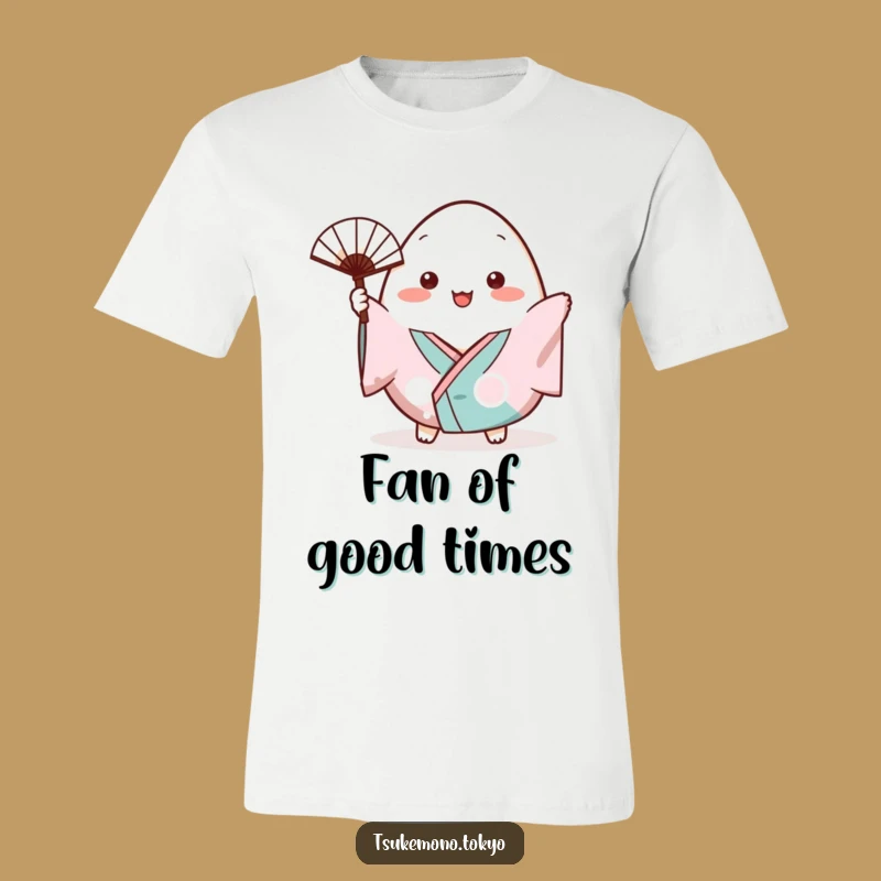 Funny Onigiri Kimono Fan Tee: Cheerful Japanese Style T-Shirt Gift